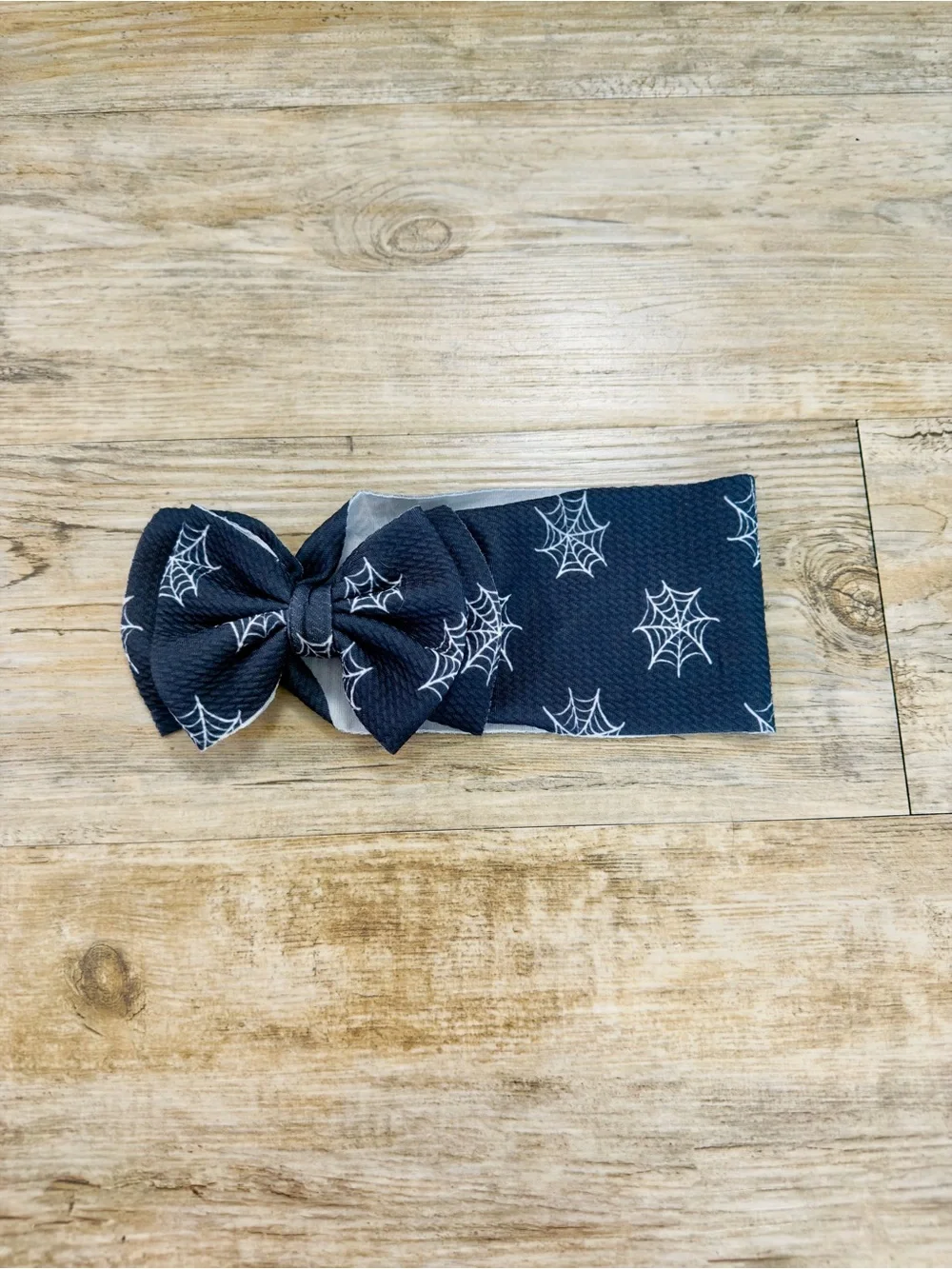 Halloween Spiderweb Big Bow Headband Baby Girl 0-3M Black